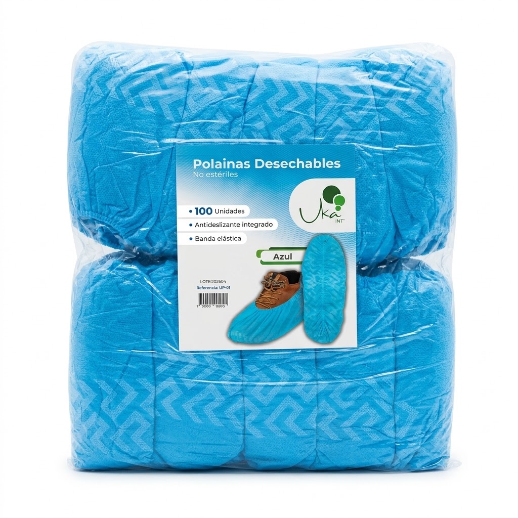 Polainas Antideslizantes Desechables Color Azul  Marca Uka Int  X 100 Und.(50 pares)